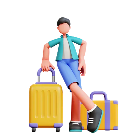 A vector image shows a Boy luggage standing at Nirvana Hotel rooms in Patna